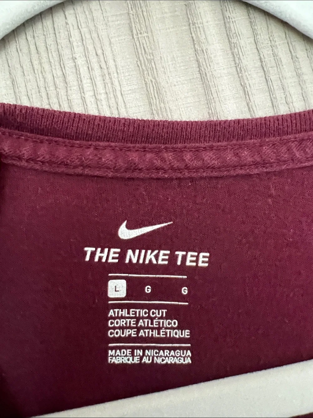 Nike Women's Burgundy Short Sleeve Tee with White Logo